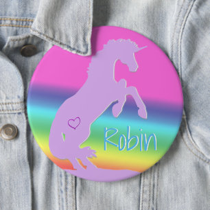 Lavender Unicorn Silhouette (regenboog/personalise Ronde Button 6,0 Cm