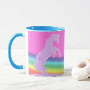 Lavender Unicorn Silhouette (regenboogachtergrond) Mok