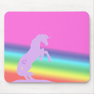 Lavender Unicorn Silhouette (regenboogachtergrond) Muismat