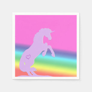 Lavender Unicorn Silhouette (regenboogachtergrond) Servet