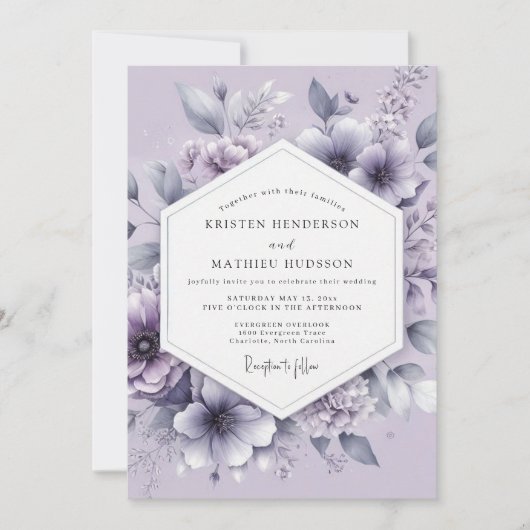 Lavender Vaporous Bloom Wedding Kaart (Voorkant)