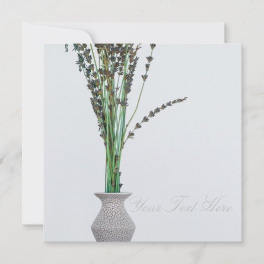 Lavender Vase Minimalism Jouw tekst Flat Kaart (Voorkant)