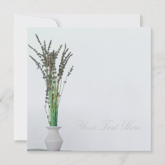 Lavender Vase Minimalism Jouw tekst Flat Kaart (Voorkant)