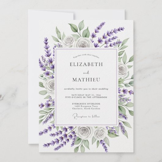 Lavender Verdant Spring Wedding Kaart (Voorkant)