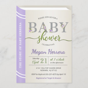 Lavender verhalenboek Bibliotheek Meisje Baby show Kaart