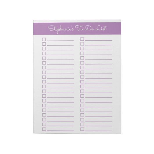 Lavender Vertical 8.5x11 Two Column Checklist Notitieblok (Linkerzijde)
