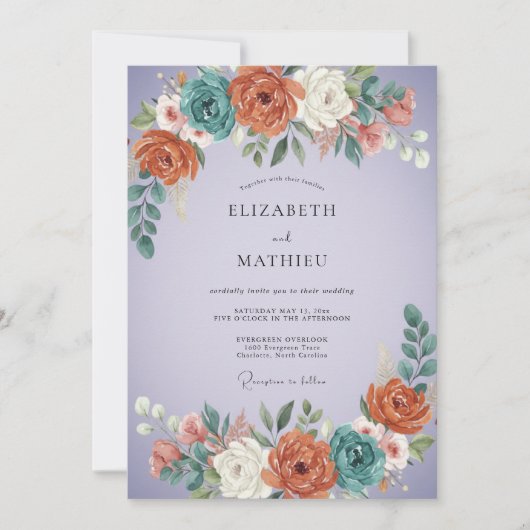 Lavender Vibrant Boho Wedding Kaart (Voorkant)