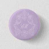 Lavender Victorian Crest Wedding Monogram Ronde Button 3,2 Cm (Voorkant)