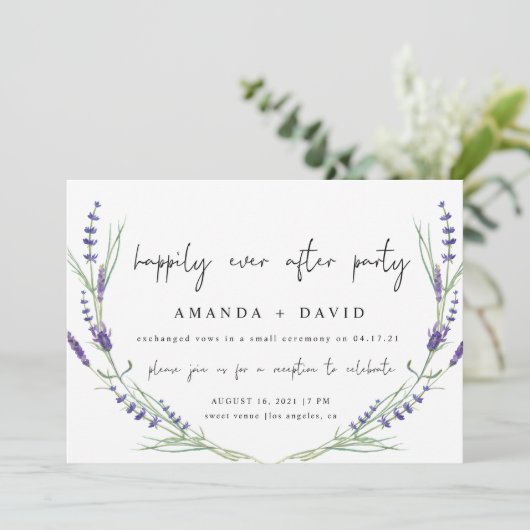 Lavender vindt het leuk na huwelijksontvangst kaart (Staand voorkant)