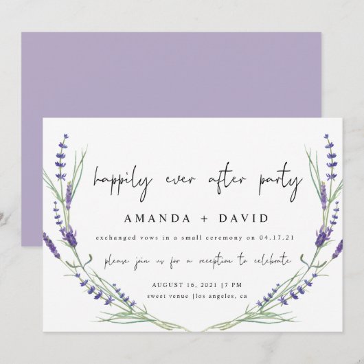 Lavender vindt het leuk na huwelijksontvangst kaart (Voorkant / Achterkant)