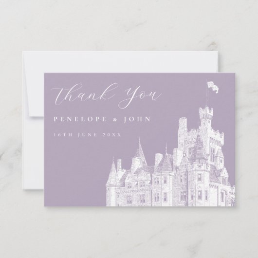 Lavender Vintage Castle Destination Wedding  Bedankkaart (Voorkant)