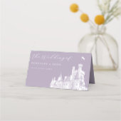 Lavender Vintage Castle Illustration Wedding Plaatskaartje (Achterkant)