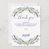 Lavender violet bloemen bedankt je kaartje kaart (Voorkant)