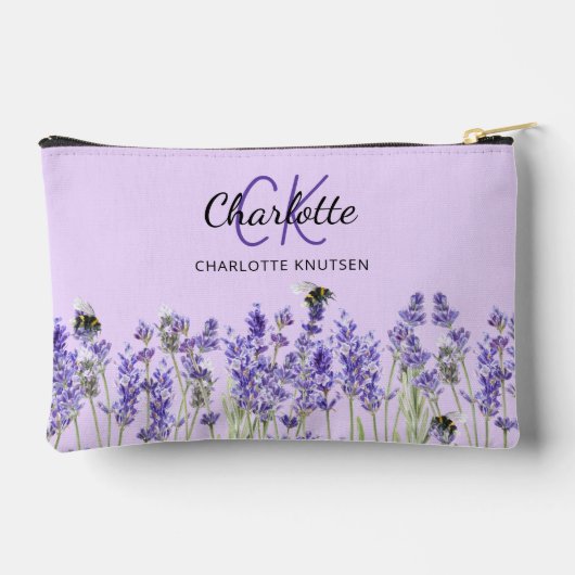Lavender violet bloemen monogram etui (Achterkant)