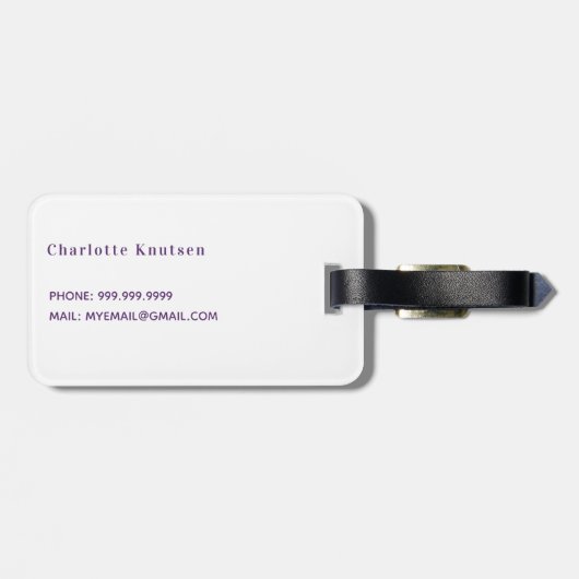 Lavender violet bloemen monogram wit bagagelabel (Achterkant horizontaal)