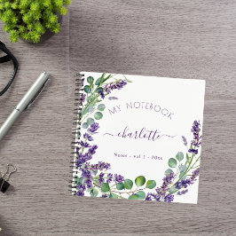 Lavender violet eucalyptus floral script notitieboek