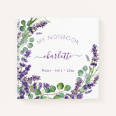 Lavender violet eucalyptus floral script notitieboek (Voorkant)