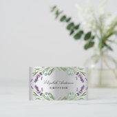 Lavender violet eucalyptus greenery Silver QR-code Visitekaartje (Staand voorkant)