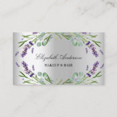 Lavender violet eucalyptus greenery Silver QR-code Visitekaartje (Voorkant)