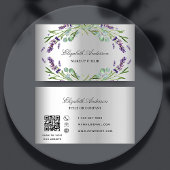 Lavender violet eucalyptus greenery Silver QR-code Visitekaartje