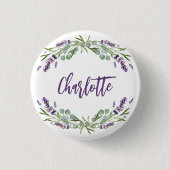 Lavender violet eucalyptusnaamscript ronde button 3,2 cm (Voorkant)