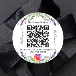 Lavender violet floral business qr code instagram ronde sticker