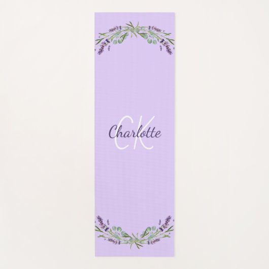 Lavender violet florals noemt monogram initiaal yogamat (Voorkant)