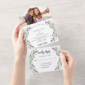 Lavender violet foto's bruiloft all in one uitnodiging (Afscheurbaar)