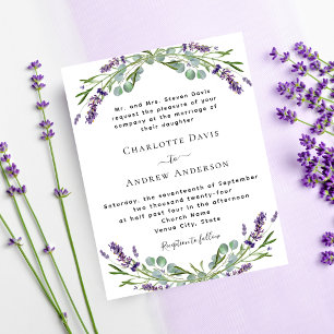 Lavender violet greeneret budget bruiloft-uitnodig