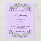 Lavender violet greeneret budget bruiloft-uitnodig flyer (Voorkant)