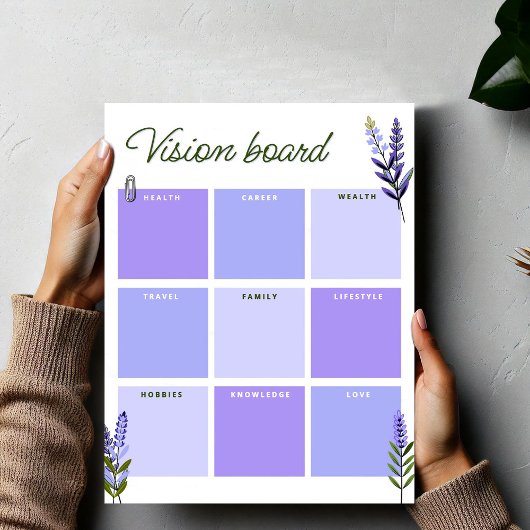 Lavender Vision Board | Goal Planner Worksheet Poster