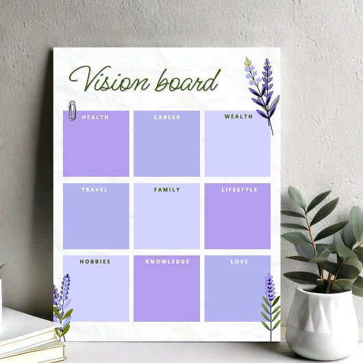 Lavender Vision Board | Goal Planner Worksheet Poster