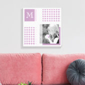 Lavender Voeg je foto Gingham Modern Monogram toe Canvas Afdruk (Insitu (Woonkamer))