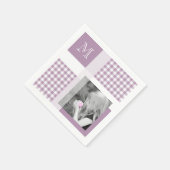 Lavender Voeg je foto Gingham Modern Monogram toe Servet (Hoek)