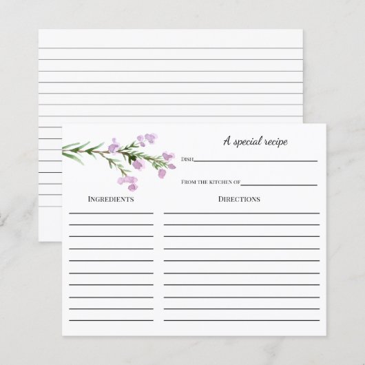 Lavender Vrijgezellenfeest Recipcard (Voorkant / Achterkant)