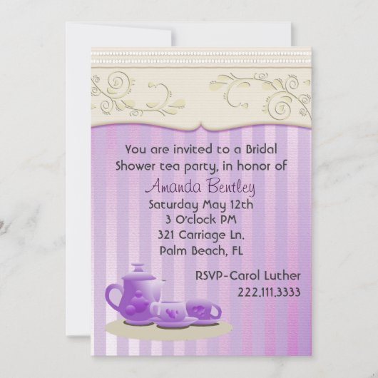 Lavender Vrijgezellenfeest Tea Party Invitation Kaart (Voorkant)