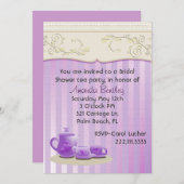Lavender Vrijgezellenfeest Tea Party Invitation Kaart (Voorkant / Achterkant)