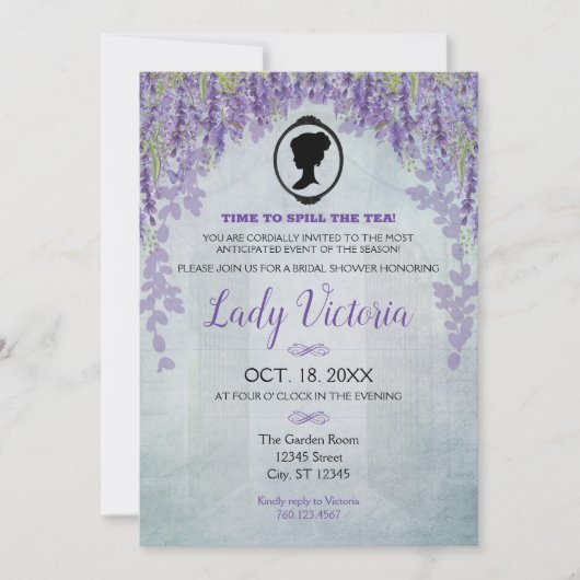 Lavender Vrijgezellenfeest Tea Party Invitation Kaart (Voorkant)