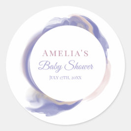 Lavender Watercolor Abstract Baby Shower Ronde Sticker