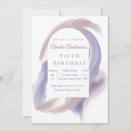 Lavender Watercolor Abstract  Birthday Invita Kaart