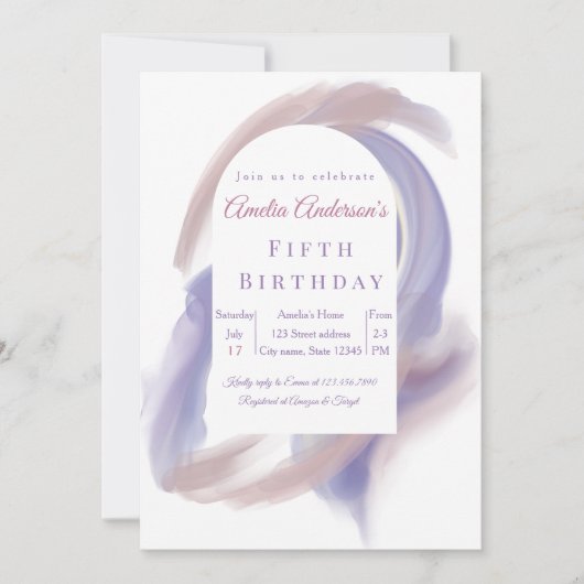 Lavender Watercolor Abstract Birthday Invita Kaart (Voorkant)