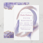 Lavender Watercolor Abstract Birthday Invita Kaart (Voorkant / Achterkant)