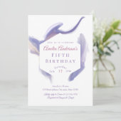 Lavender Watercolor Abstract Birthday Invitation Kaart (Staand voorkant)