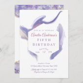 Lavender Watercolor Abstract Birthday Invitation Kaart (Voorkant / Achterkant)