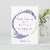 Lavender Watercolor Abstract Birthday Invitation Kaart (Staand voorkant)