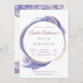 Lavender Watercolor Abstract Birthday Invitation Kaart (Voorkant / Achterkant)