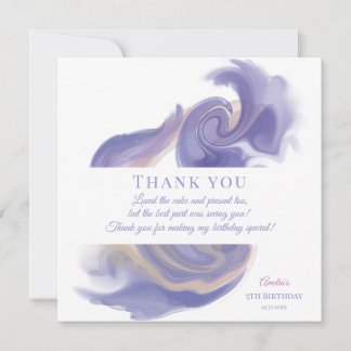 Lavender Watercolor Abstract Birthday Thank You Ca Bedankkaart