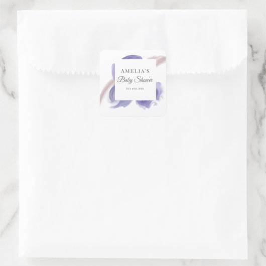 Lavender Watercolor Abstract Square Sticker (Tas)