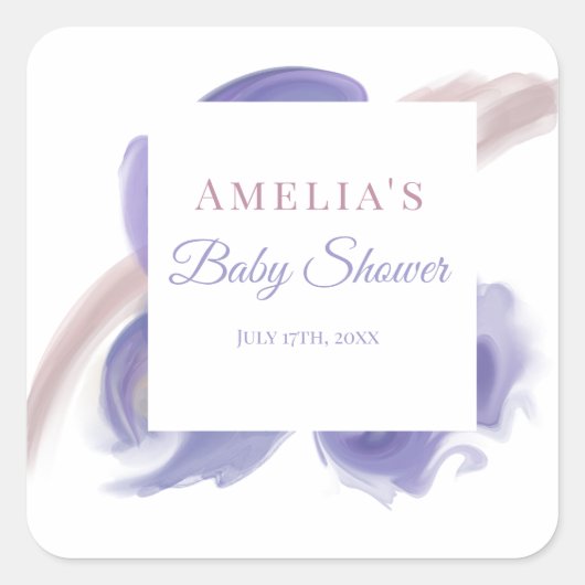 Lavender Watercolor Abstract Square Sticker (Voorkant)