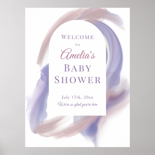 Lavender Watercolor Abstract Welcome Poster (Voorkant)